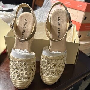 Anne Klein Tan Woven Espadrilles